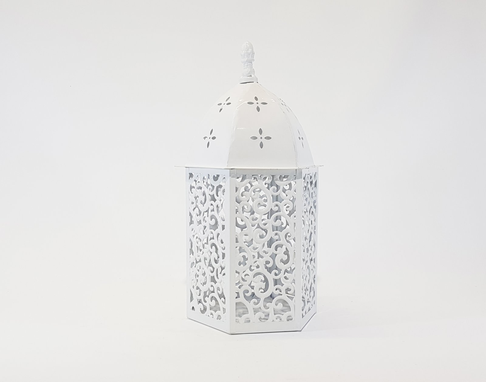 Farol Gravado Blanco Octagonal Grande