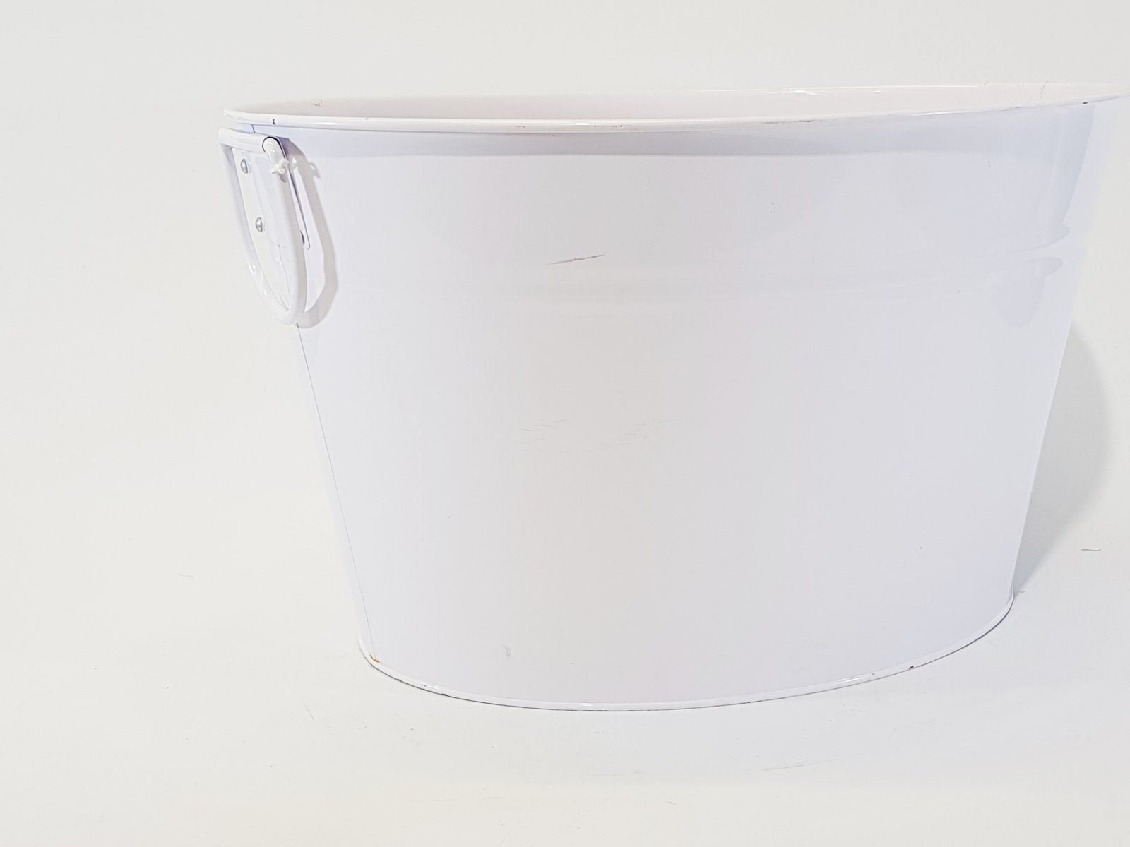 Hielera Metalica Blanca Redonda Con Agarradera