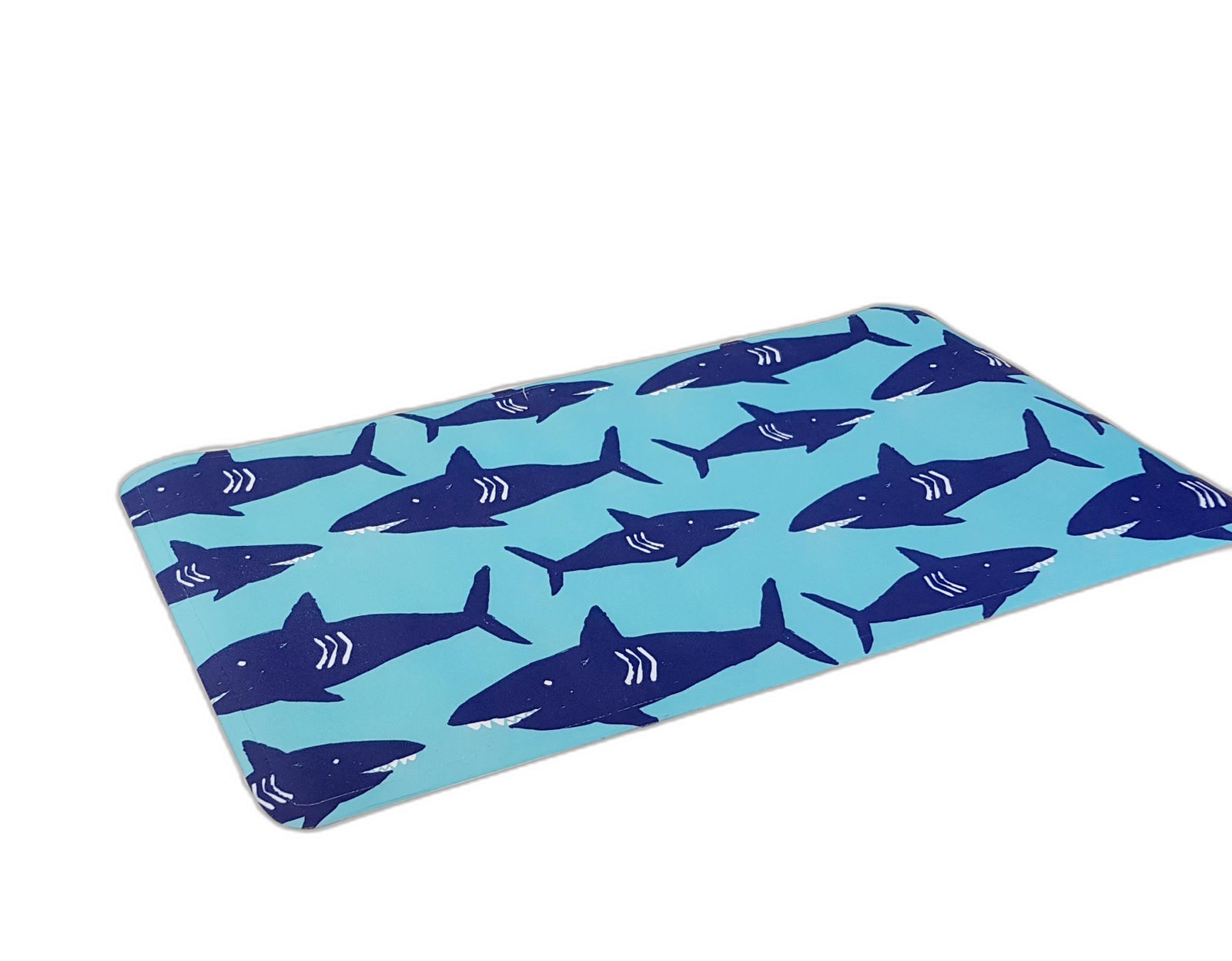 Tapete Azul Con Tiburones 69 X 39