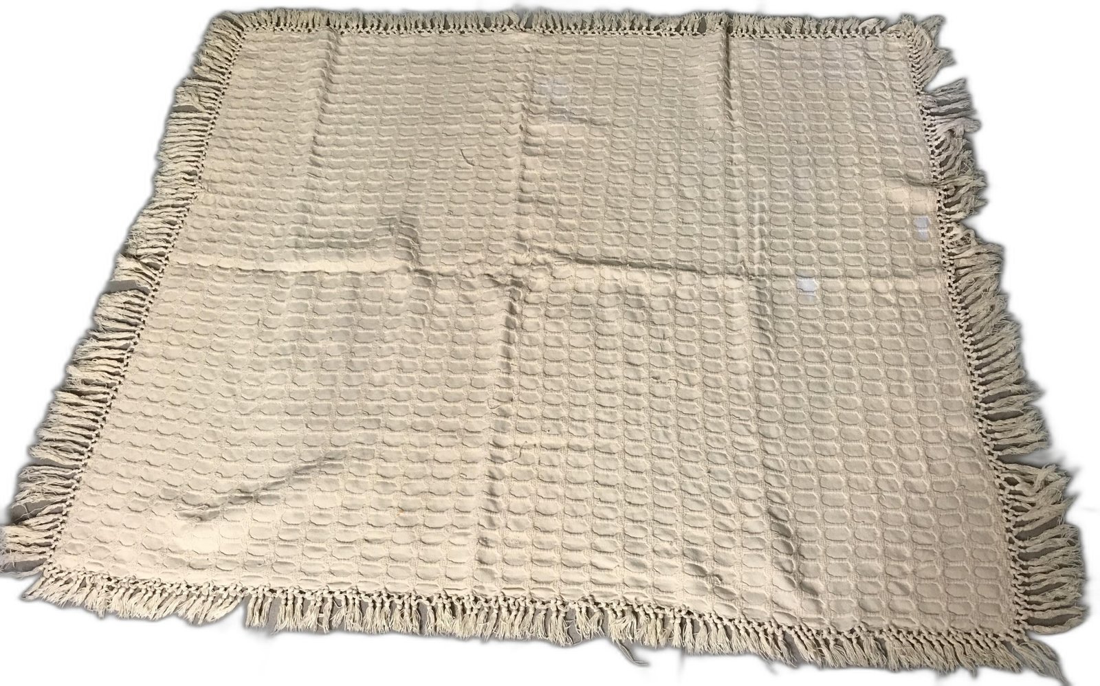 Mantel Cuadrado Cafe Claro Borde Flecos