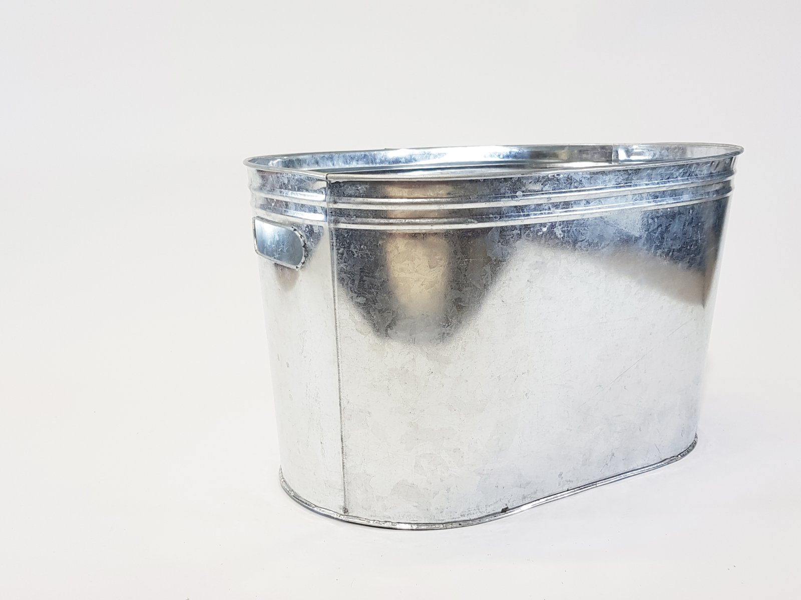 Matero Ovalado Latón Plateado Agarraderas Huecas Grande