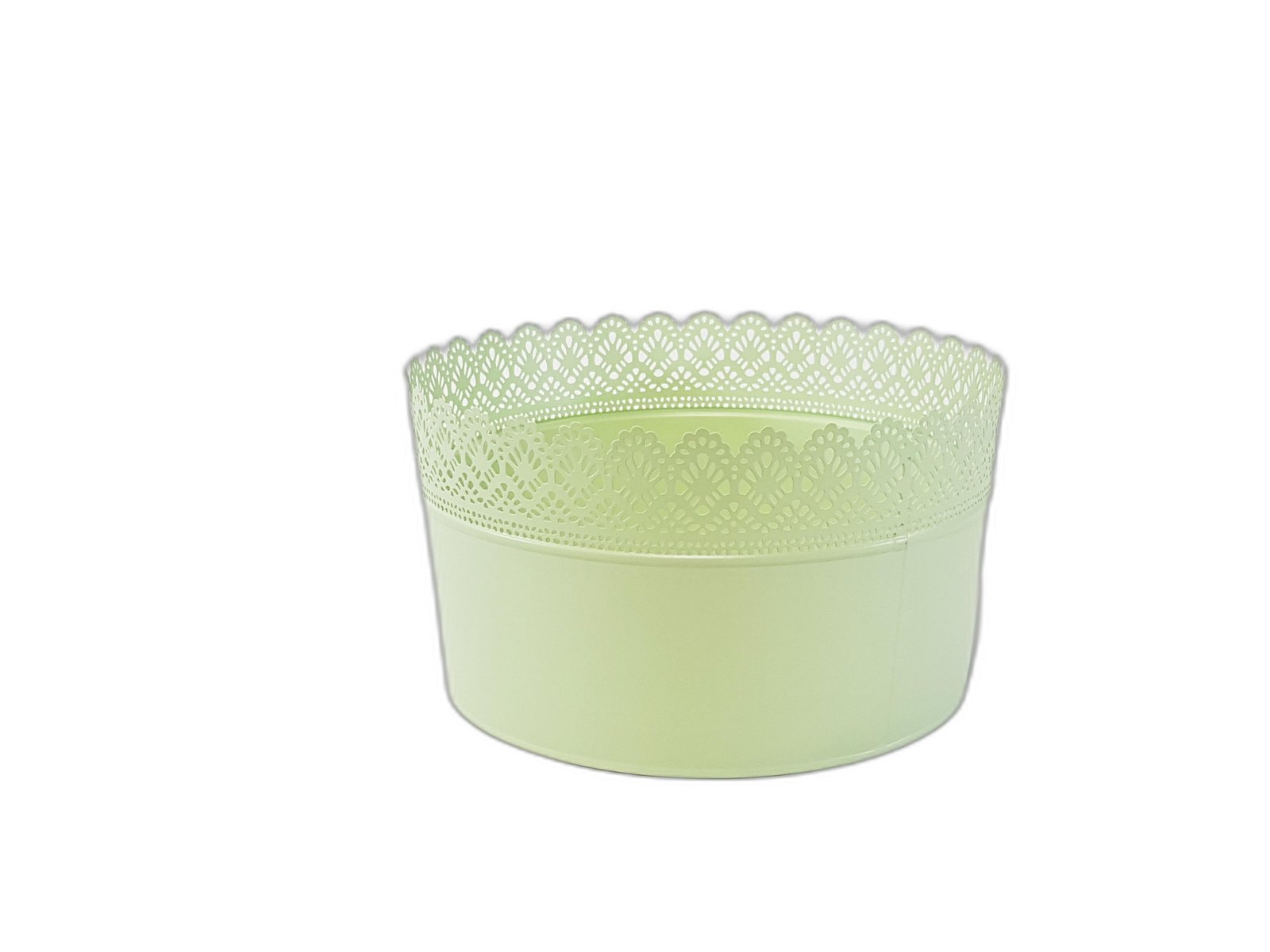 Matero Metalico Redondo Encaje Verde Grande