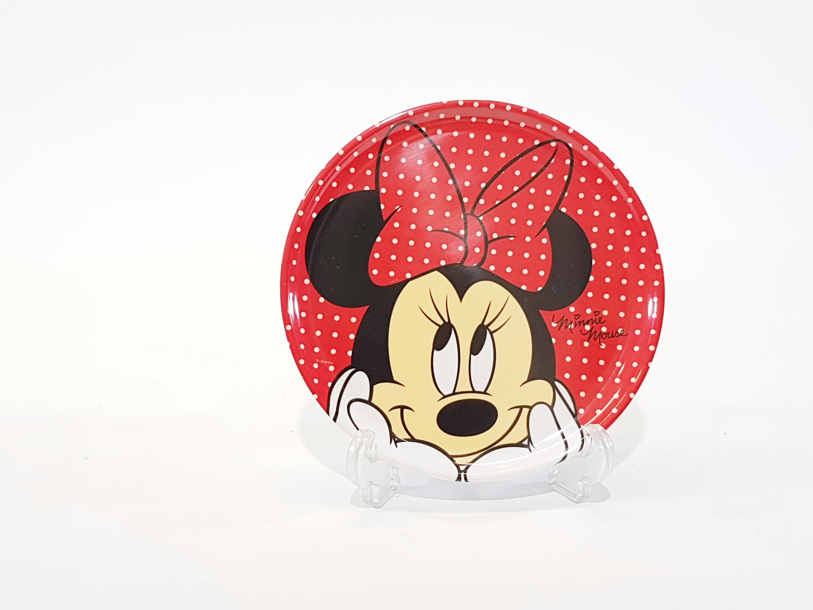 Plato Redondo Pasta Pequeño Minnie Roja Puntos Blancos
