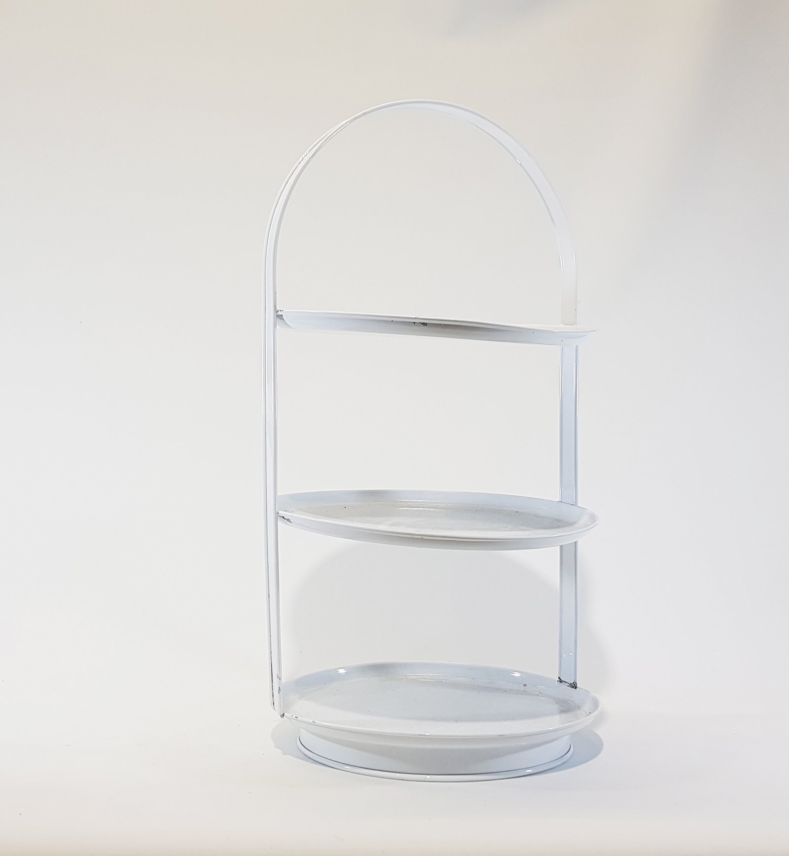 Porta Postres Laton Blanco Tres Niveles Redondo