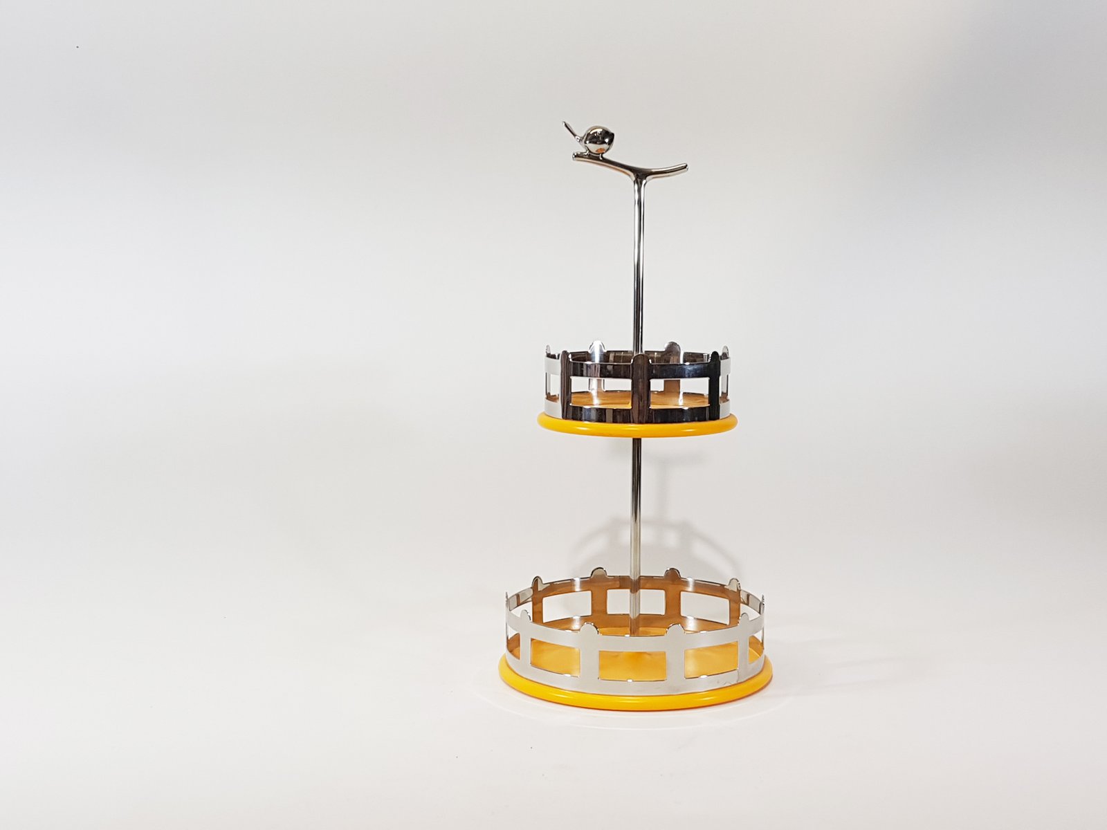 Porta Postres Naranjado Dos Niveles Pajarito