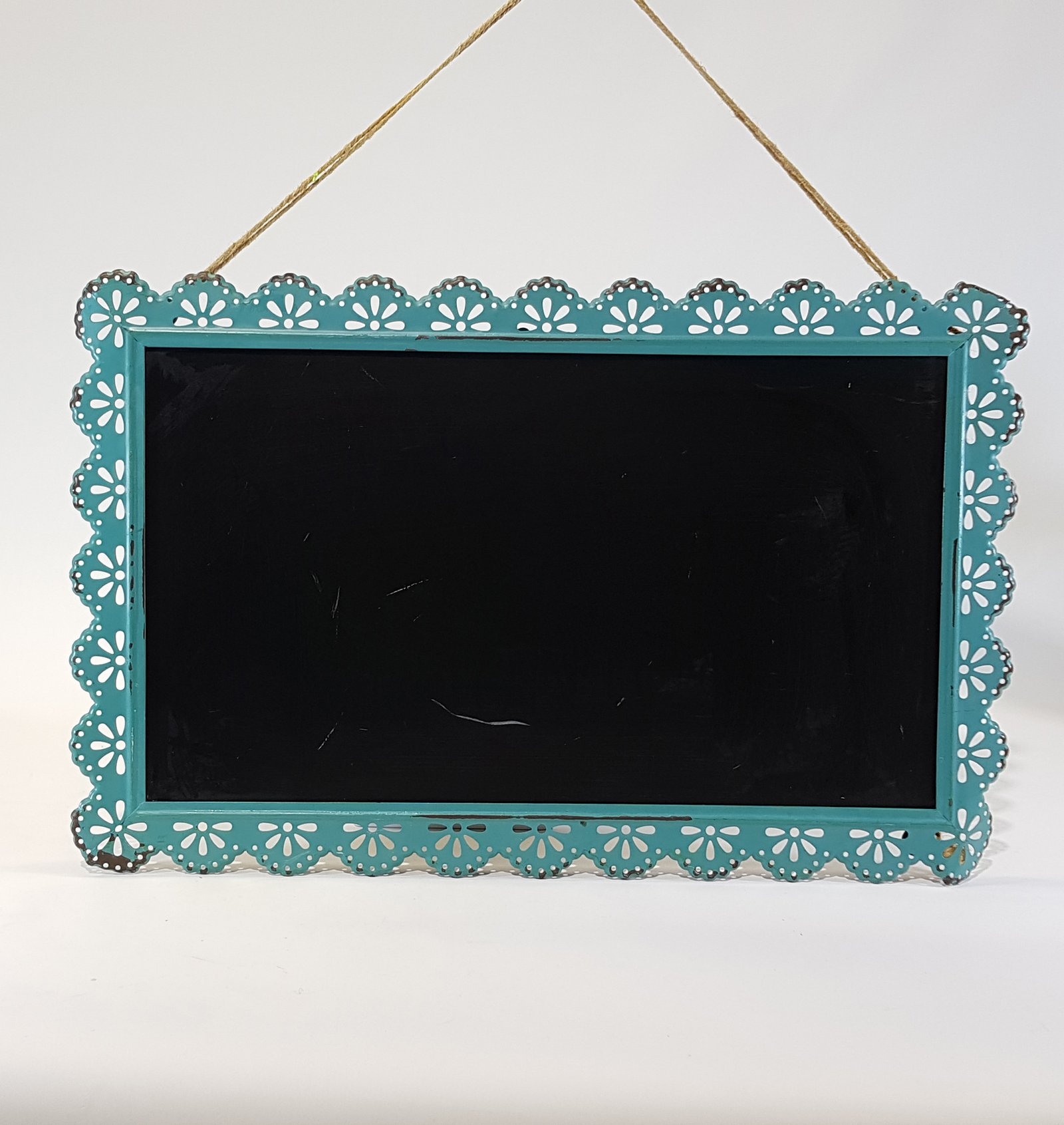 Tablero Metalico Colgante Borde Moras Aguamarina Grande