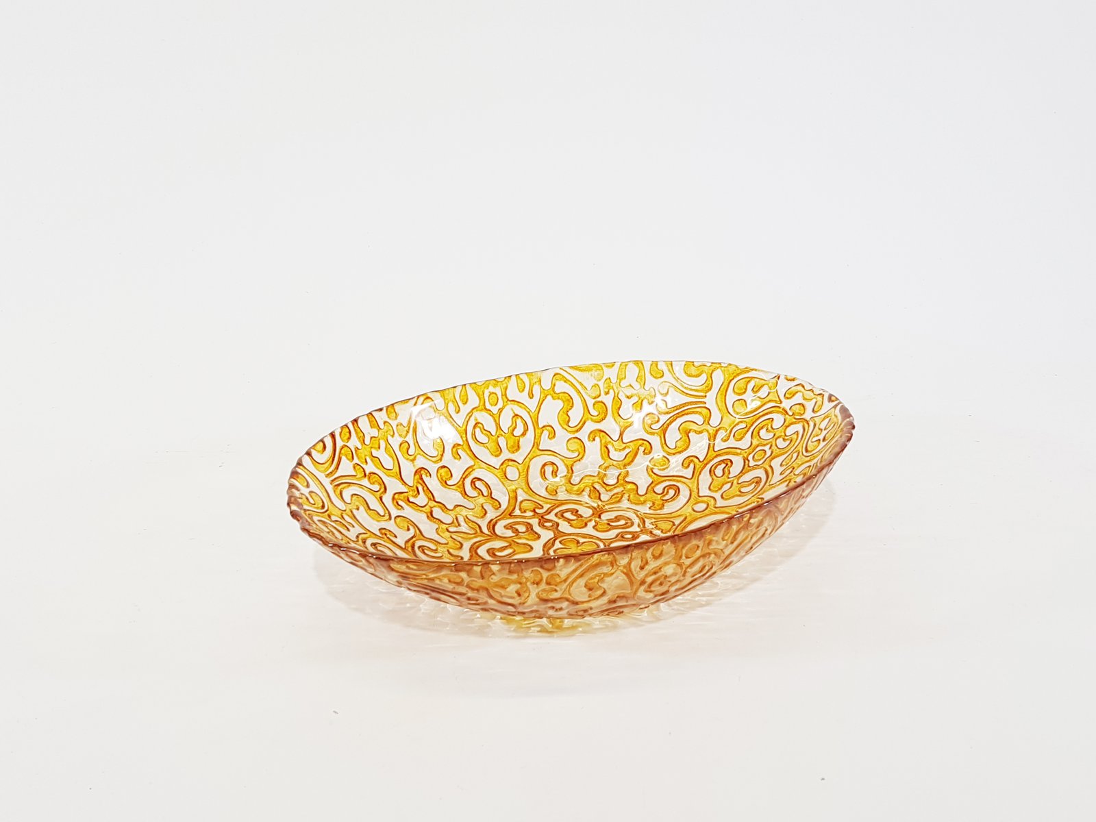 Frutero Cristal Hondo Arabescos Naranja Pequeno