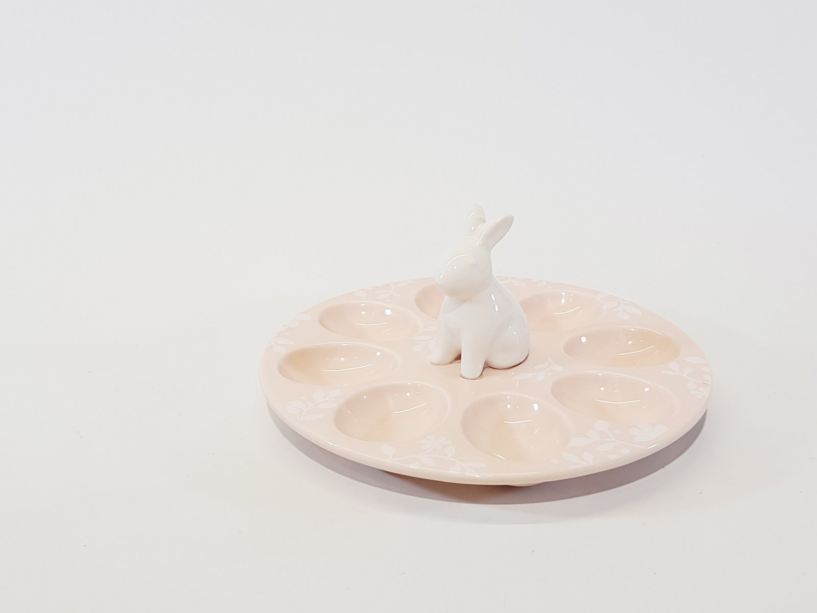 Salsera Cerámica Rosada Para Huevo Con Conejo