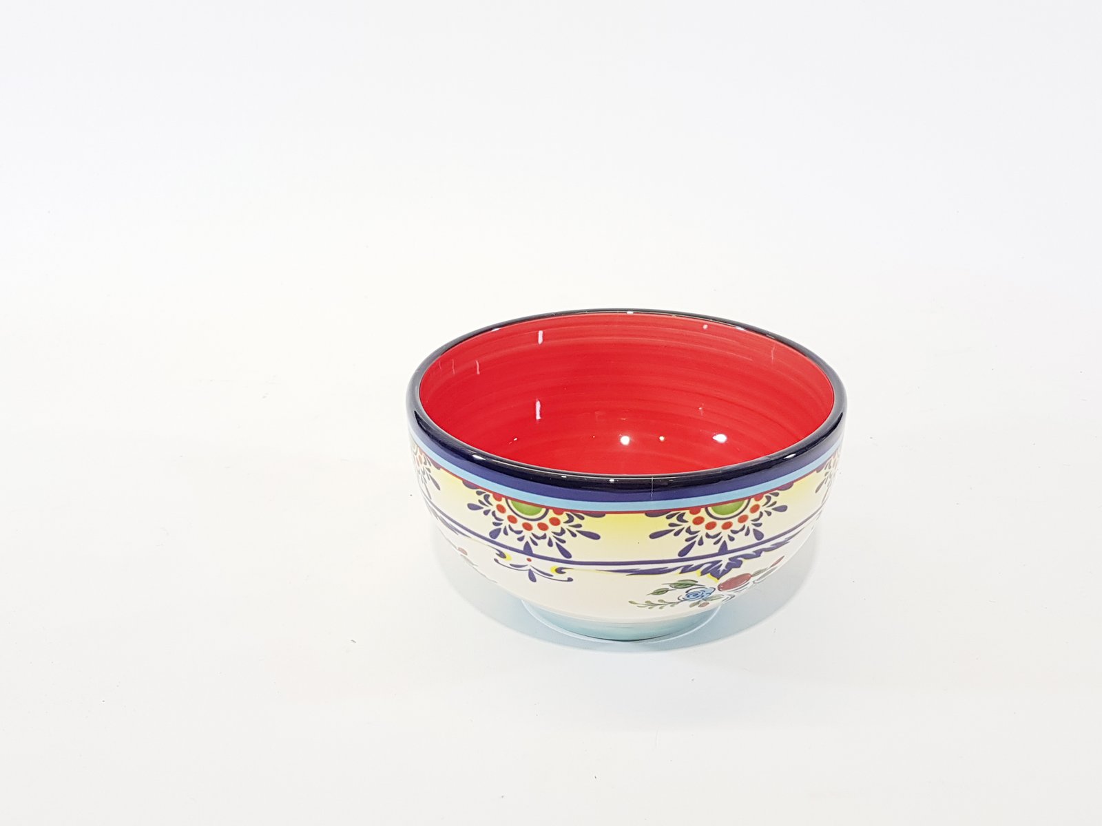 Tazon Ceramica Hondo Fondo Rojo Borde Negro