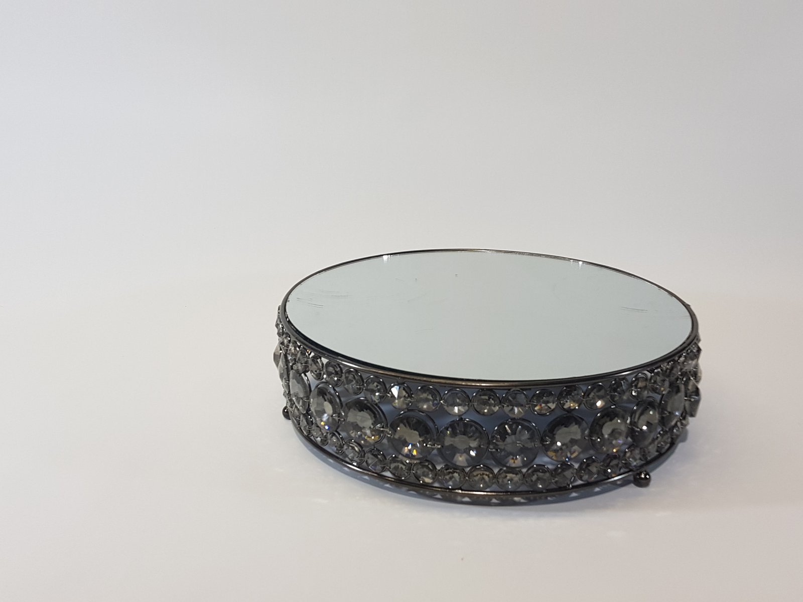 Tortera Redonda Espejo Cristales Suarovski Grande 30 Cm