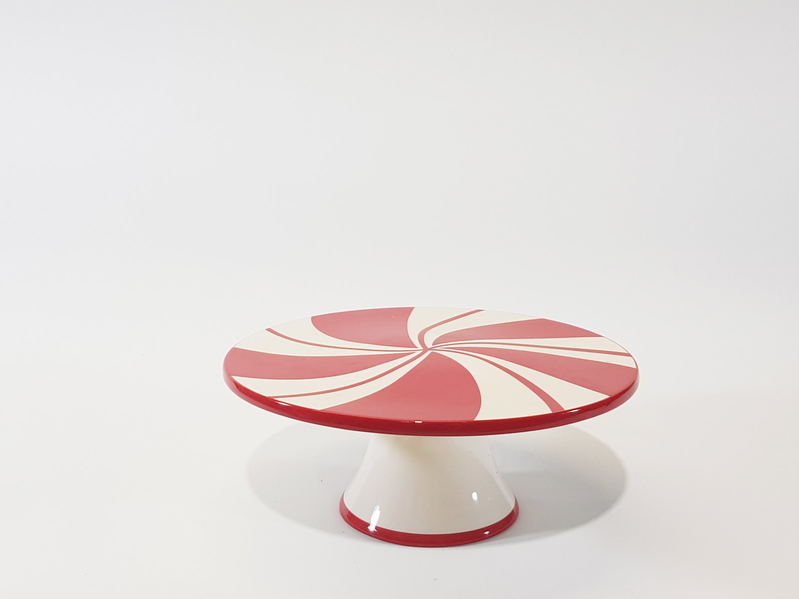 Tortera Redonda Ceramica Roja Con Blanco Candy Grande 25.5 Cm