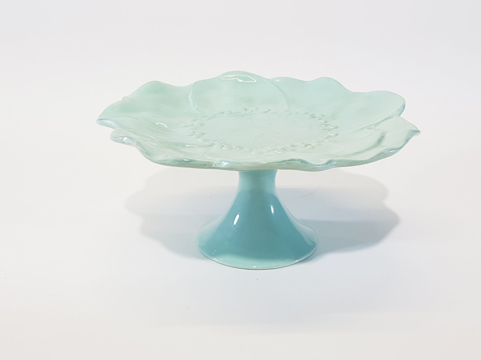 Tortera Redonda Flor Ceramica Azul Mediana 28 Cm