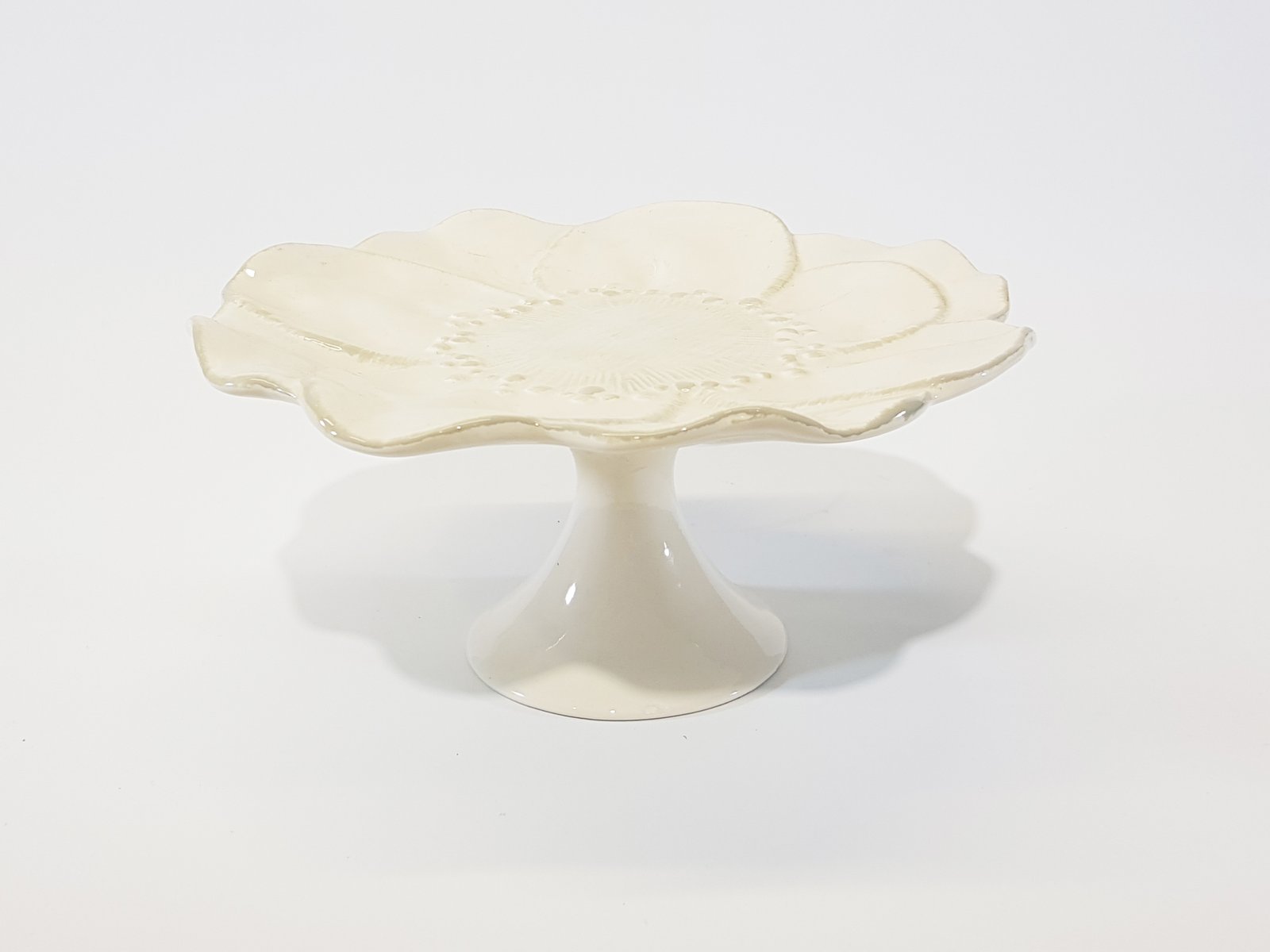 Tortera Redonda Flor Ceramica Crema Mediana 28 Cm