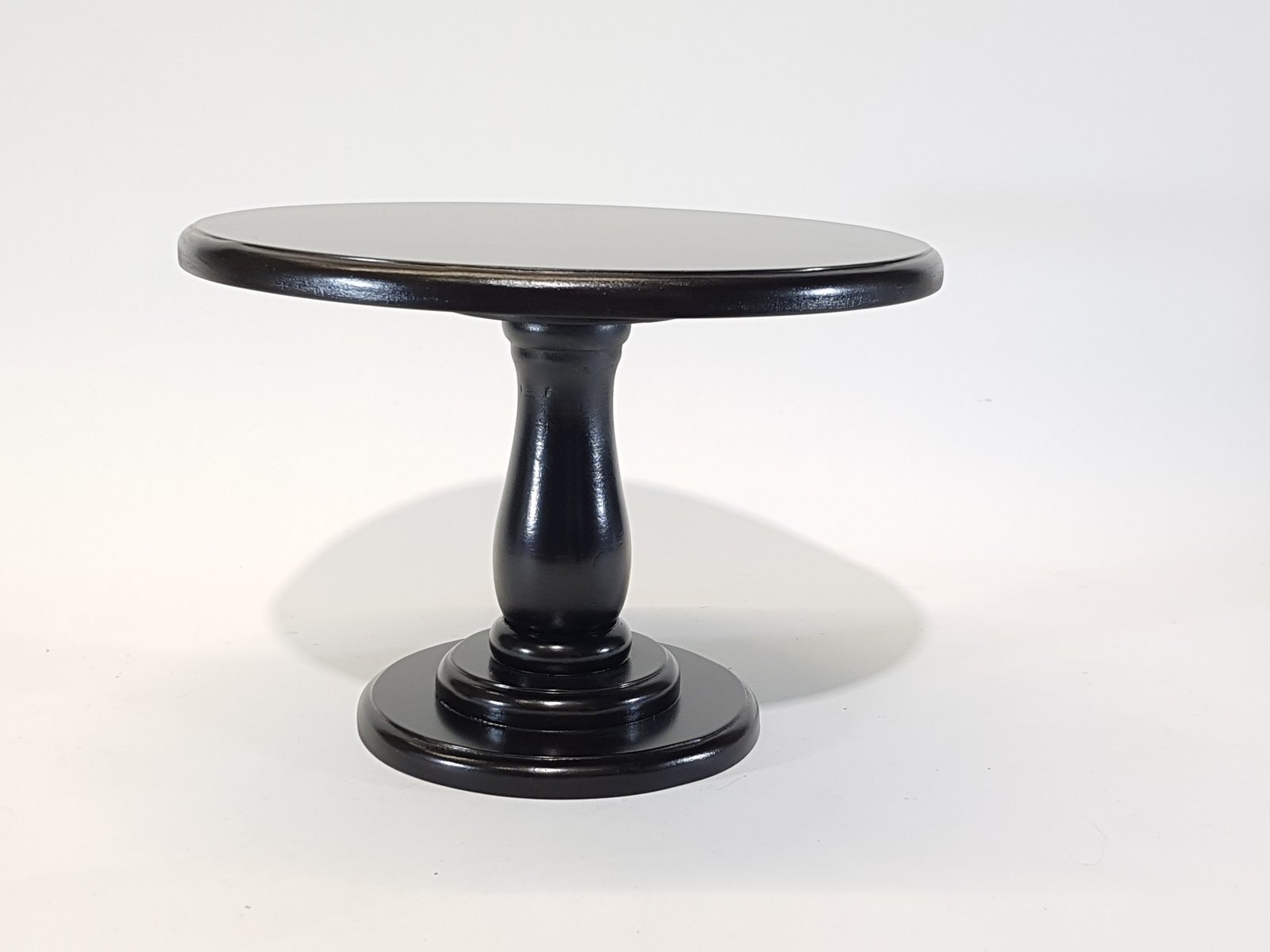 Tortera Redonda Madera Negra Pedestal Alto 31 Cm Diametro X 26 Alto