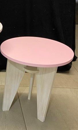 Mesita Auxiliar Tapa Rosada Pequeña 40 Cm Diámetro 42 Alto