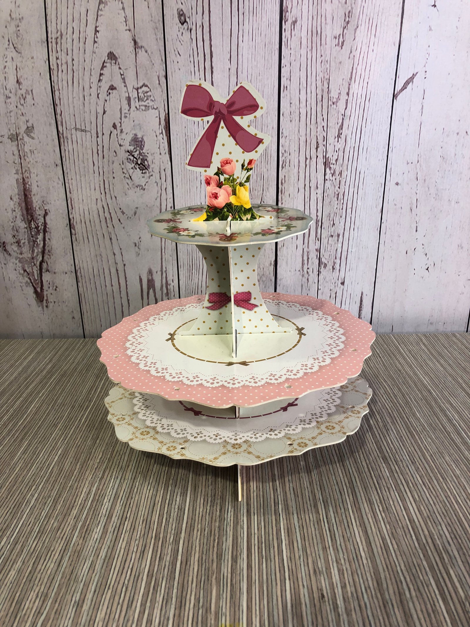 Porta Bombones Carton Rosado 2 Niveles