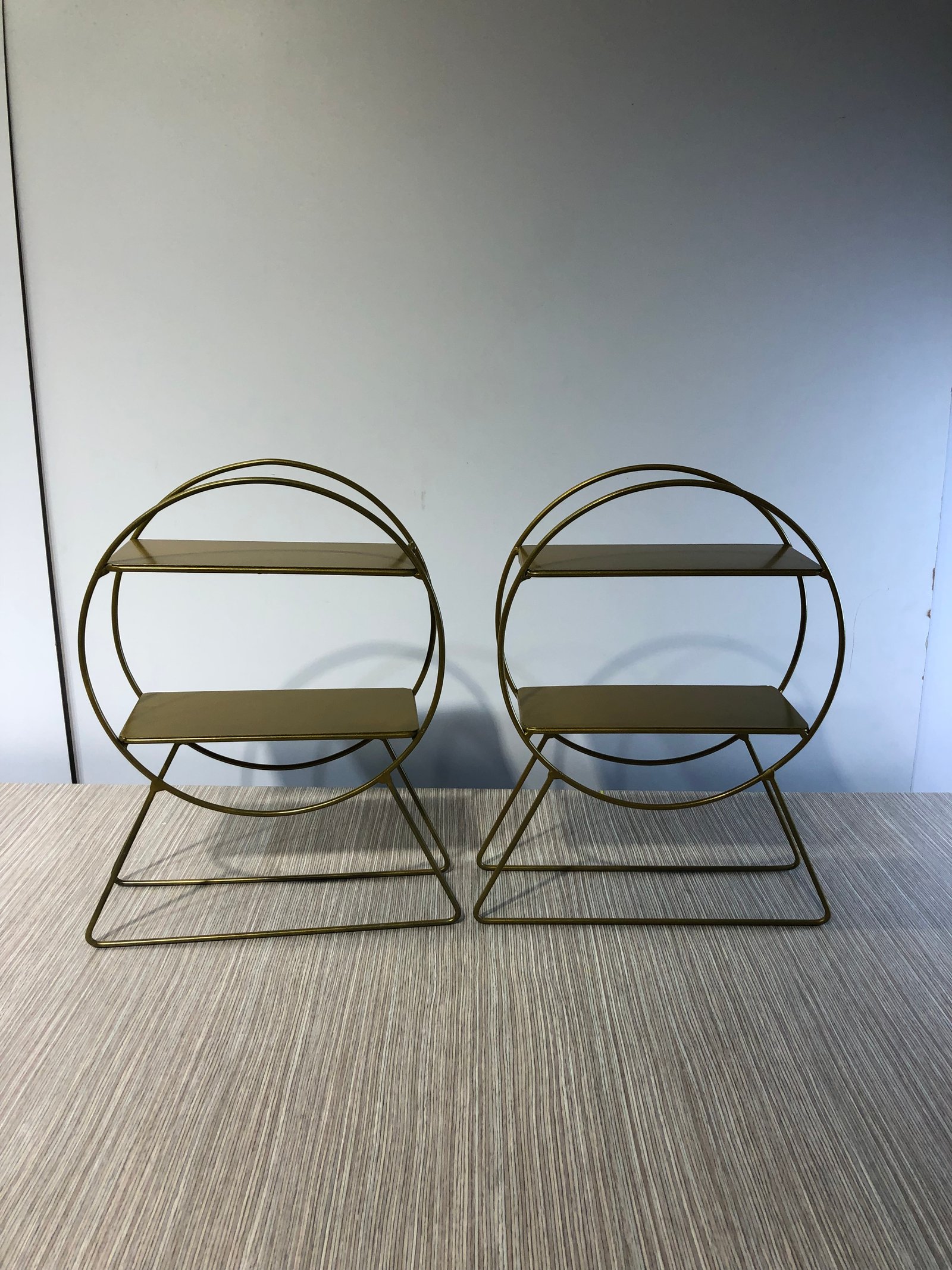 Porta Postres 2 Niv Dorado Redondo