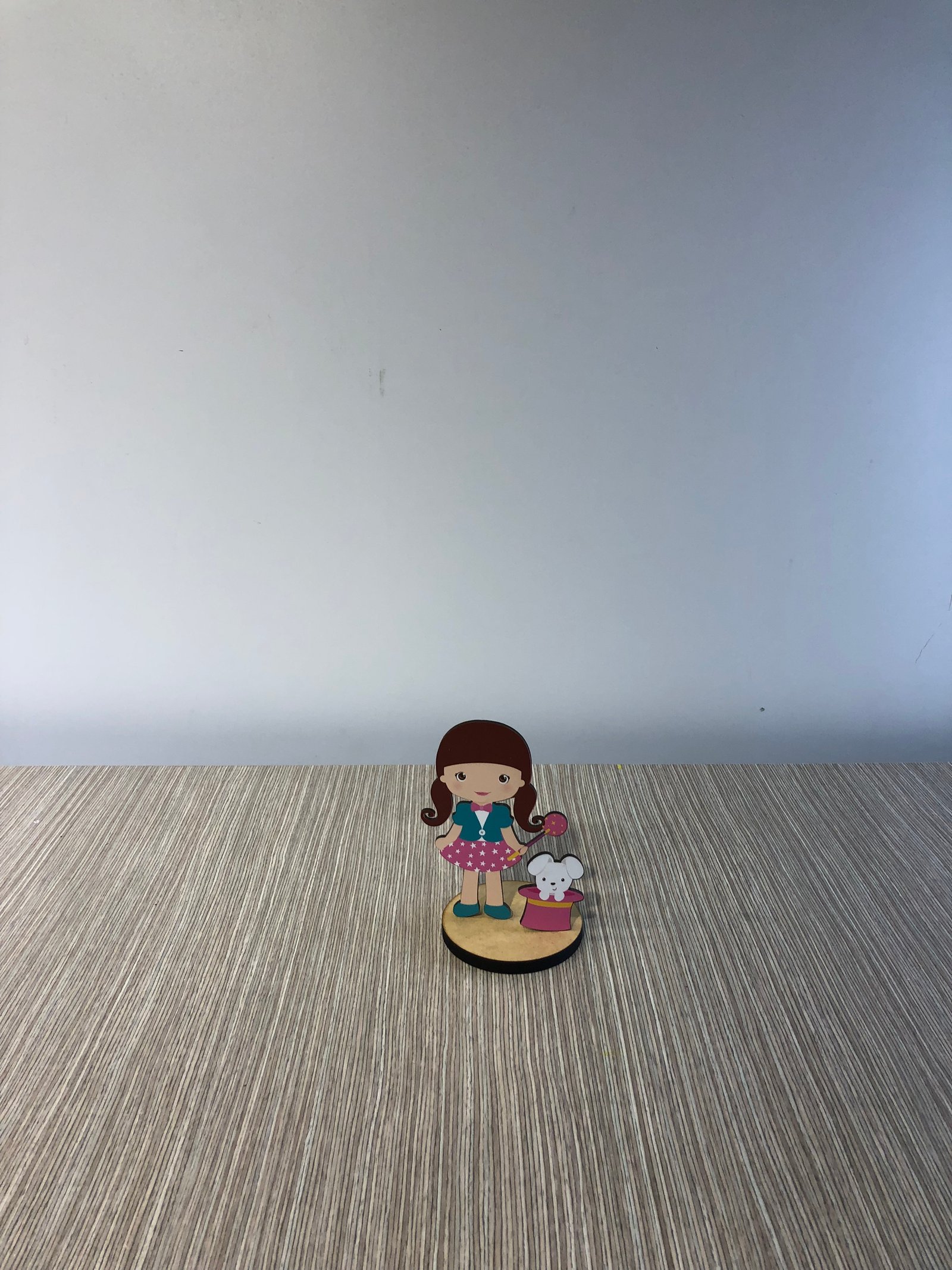 Muñeca Malabarista Circo Mdf Cabello Café