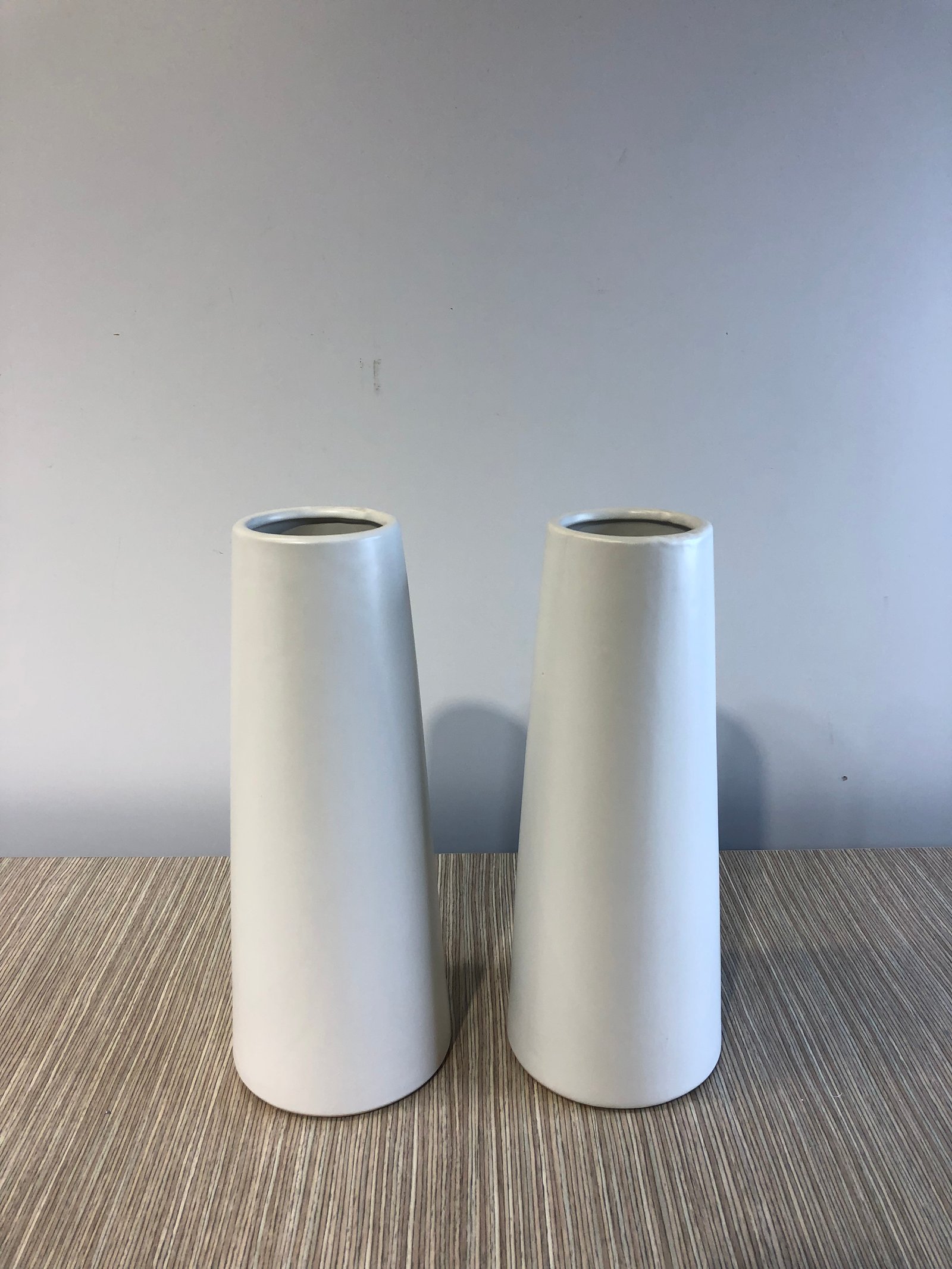 Jarrón Cerámica Blanco Cilíndrico Alto