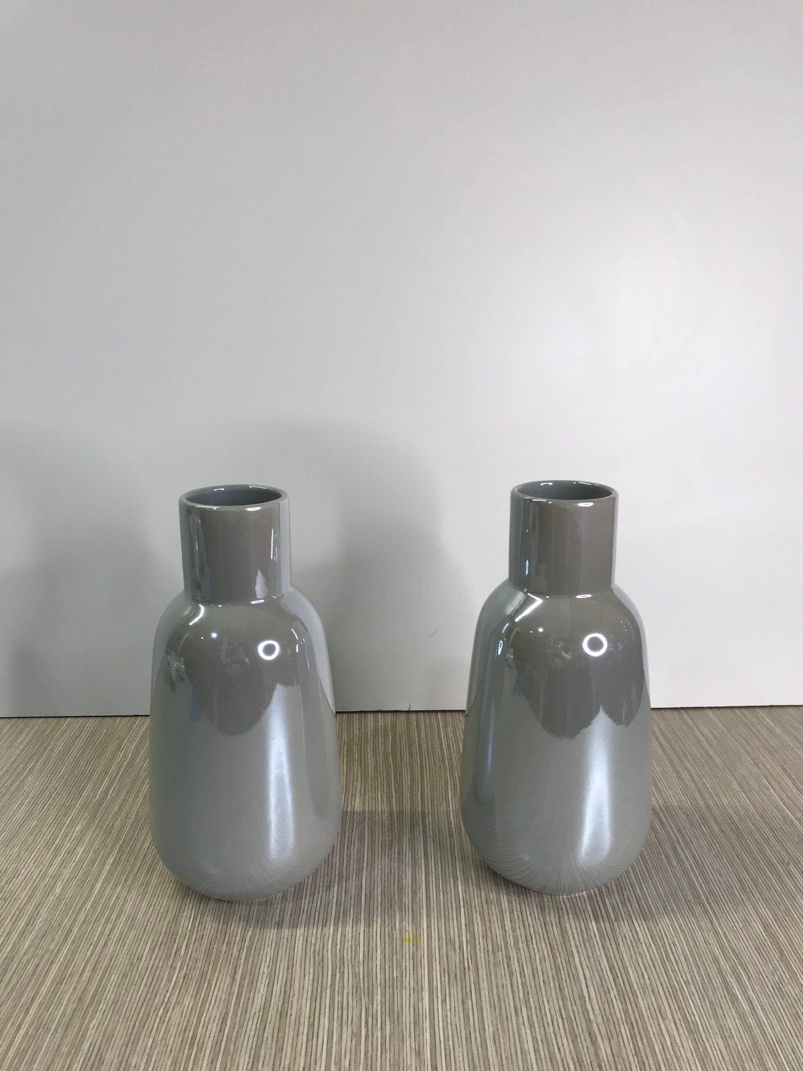 Jarron Ceramica Gris Brillante